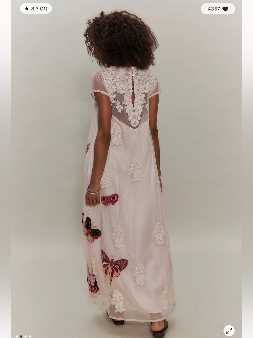 Free People Velvet Butterfly Grove Embroidered Lace Mesh Maxi Dress M - Picture 3 of 9